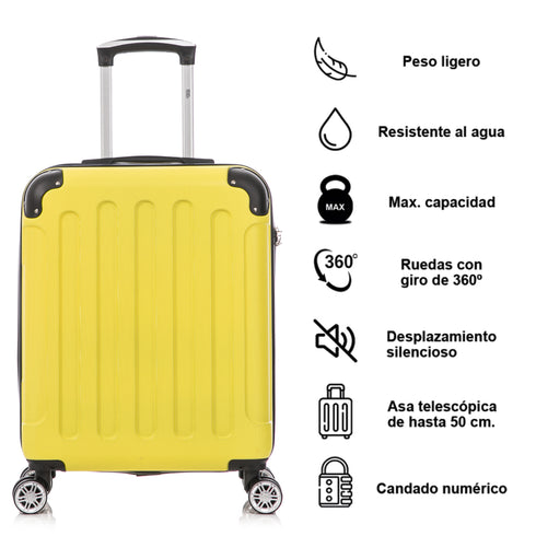 Raykong Maleta Cabina ABS 55x40x20cm (44L) Maxima aprovechamiento de espacio - 20 Pulgadas - Amarillo